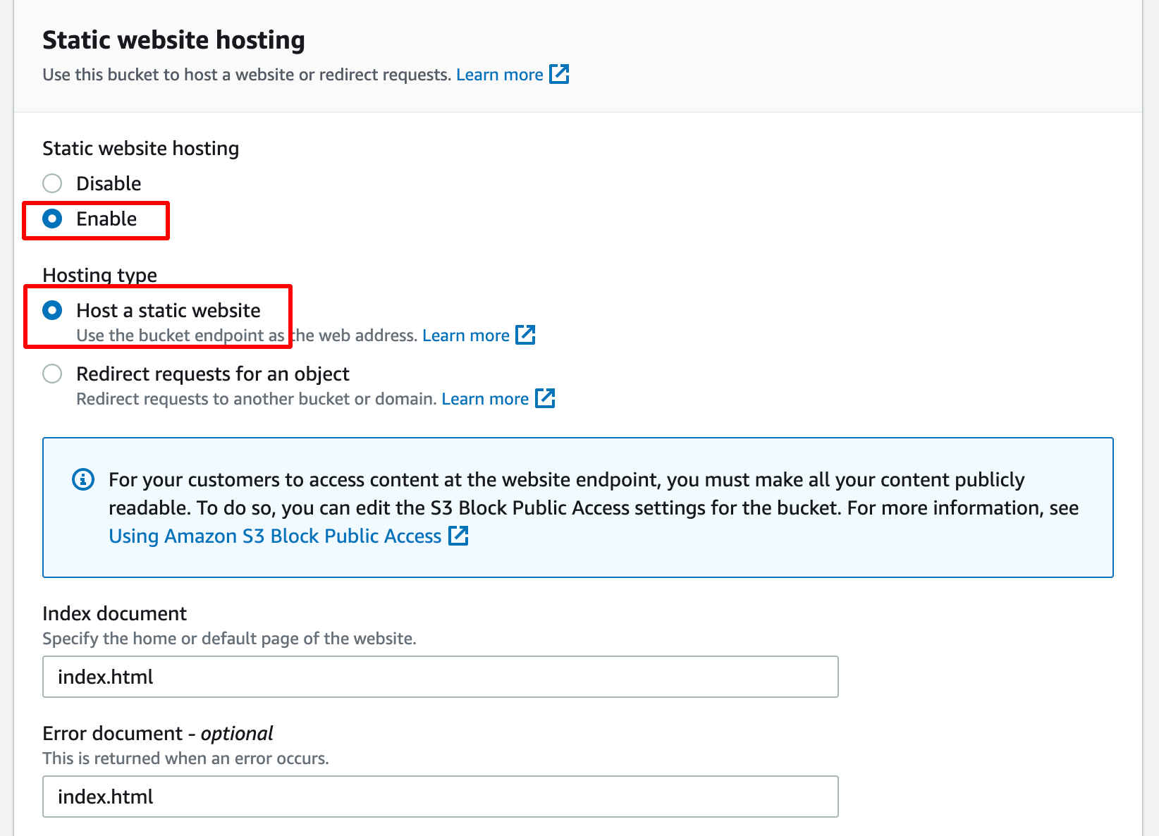 Enable static hosting