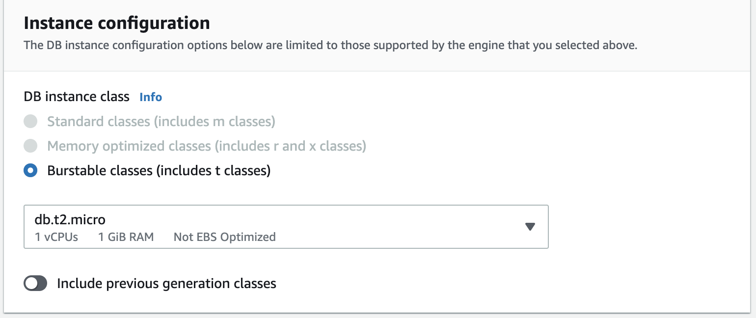 Select database instance