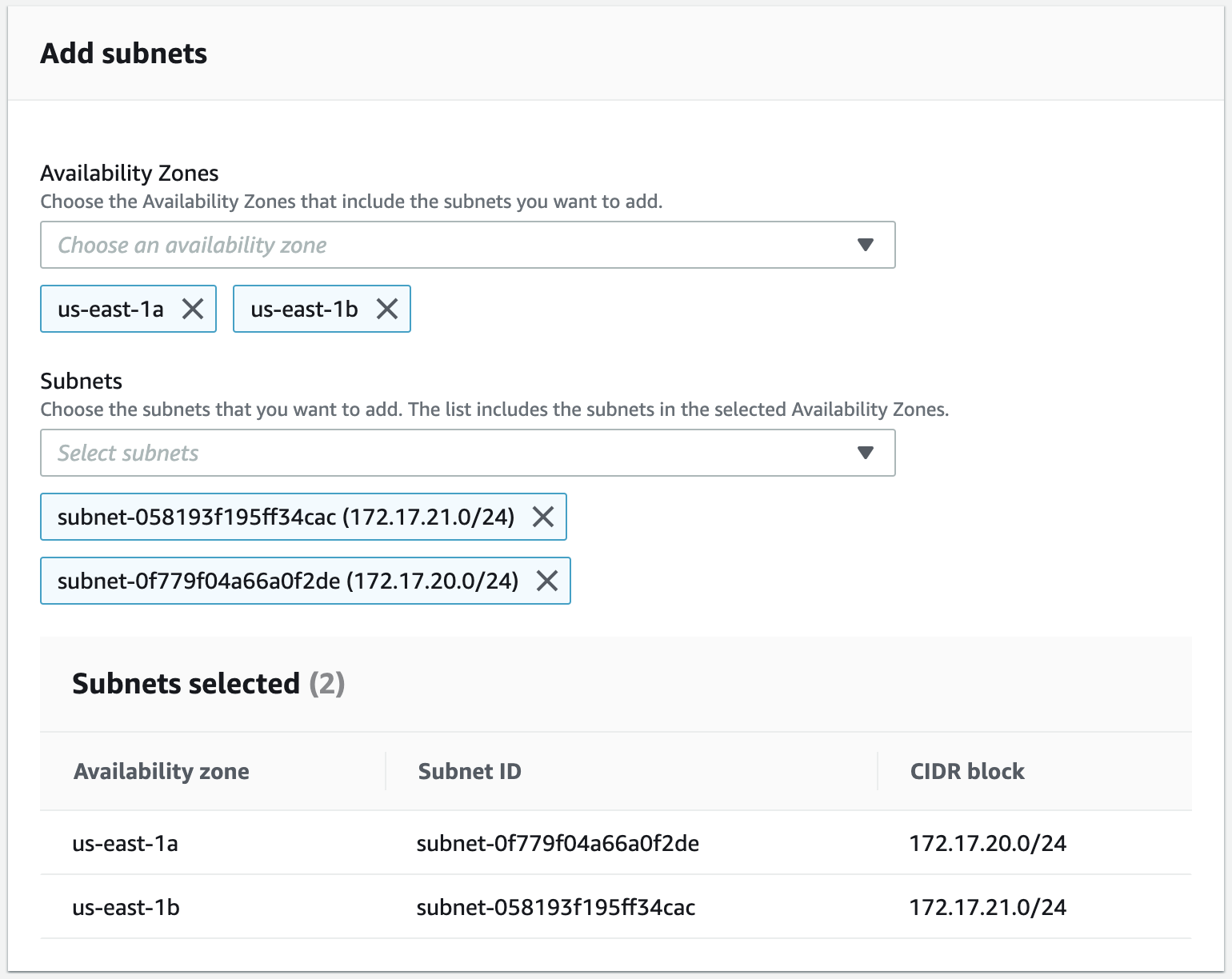 Select private subnet