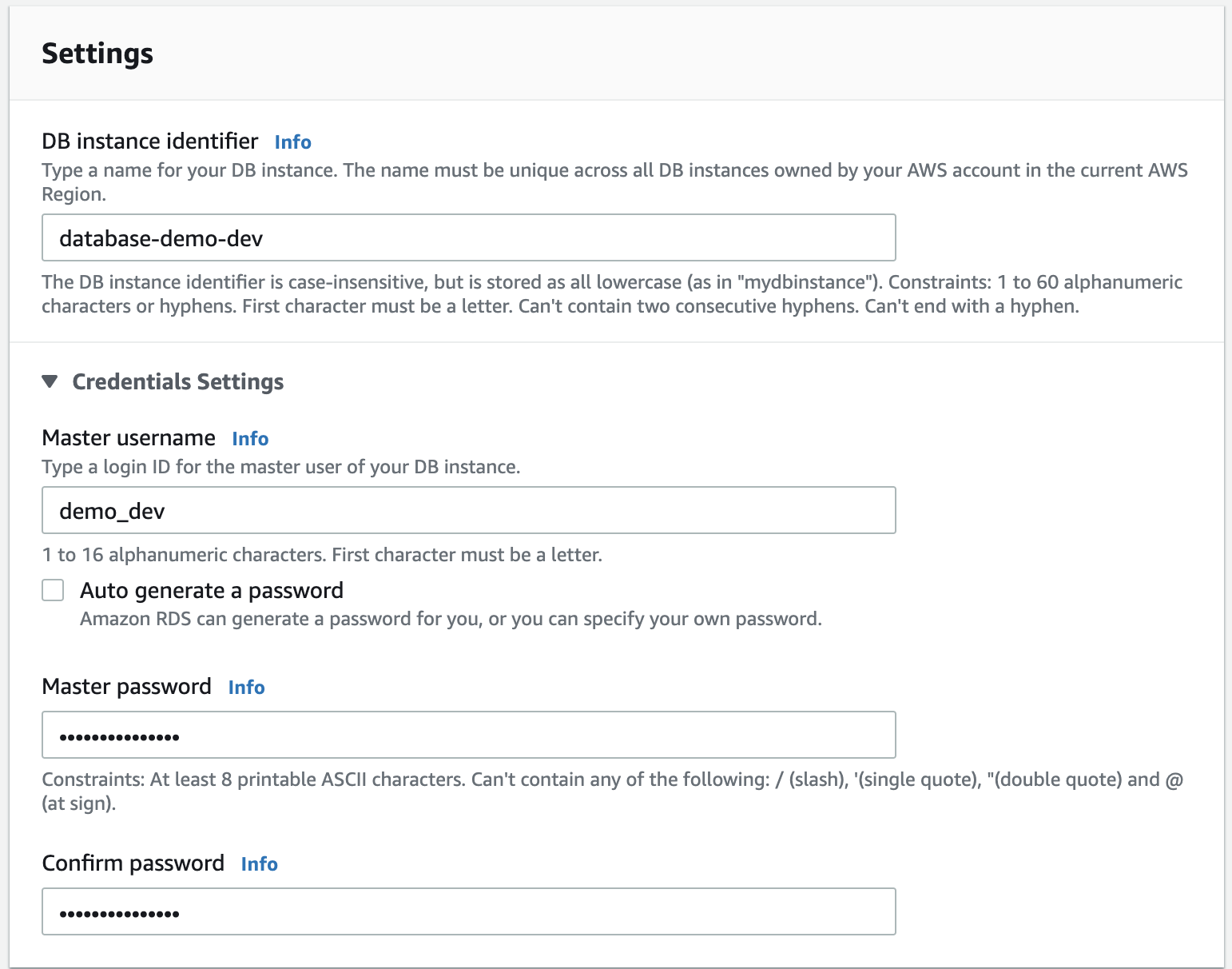 Setting mysql username