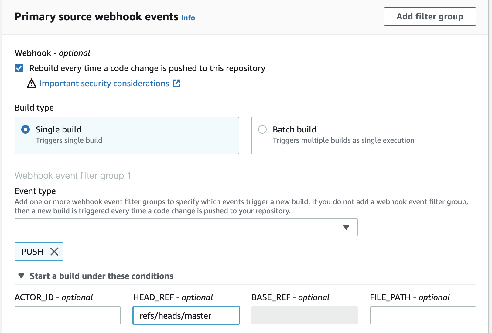CodeBuild trigger build CodeBuild trigger build
